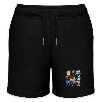 Dabbed Young Snow Deer Winter Temperate - Kids Organic Sweat Shorts by Stanley/Stella - black - Front