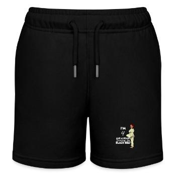 Ich bin 4 - Mädchen Karate - Kinder Organic Joggingshorts Mini Bolter von Stanley/Stella - Schwarz - Vorne