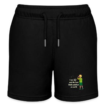 Ich bin 12 - Jungen Vogelbeobachtung - Kinder Organic Joggingshorts Mini Bolter von Stanley/Stella - Schwarz - Vorne