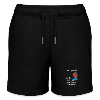 I' - Girl Bird Watching - Kids Organic Sweat Shorts by Stanley/Stella - black - Front