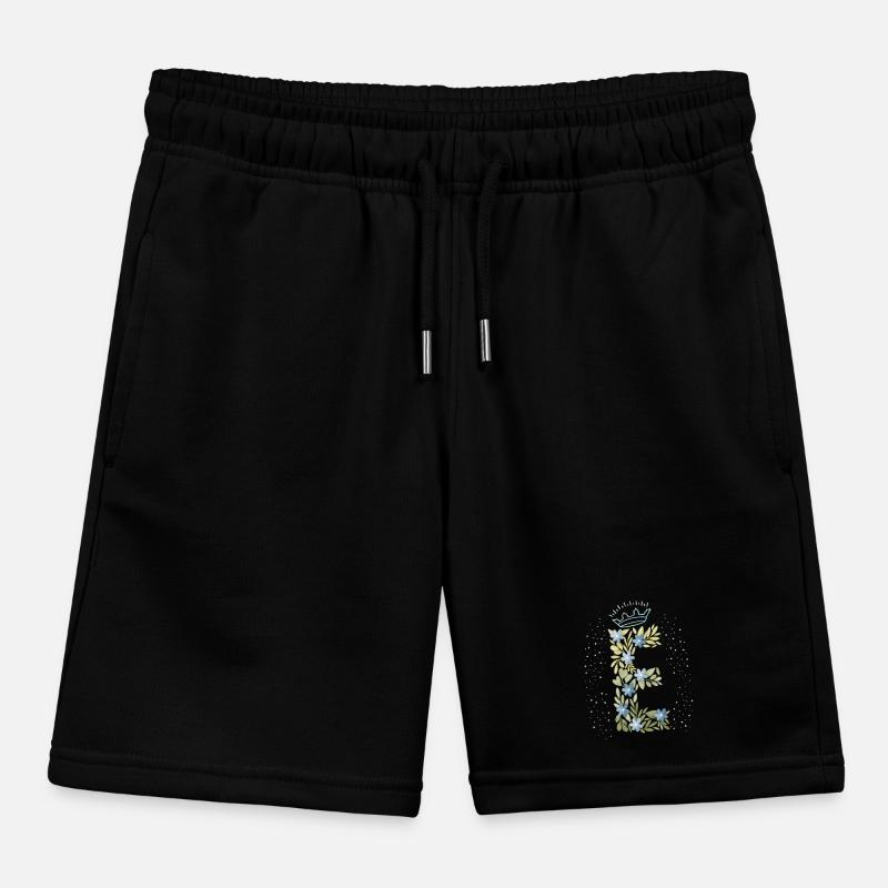 Monogramm Buchstabe E mit Krone, florales Ornament Kinder Organic Joggingshorts Mini Bolter von Stanley/Stella