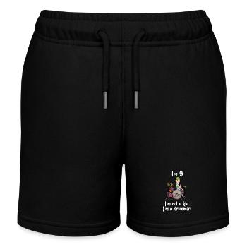 I'm 9 - Girl Drummer - Kids Organic Sweat Shorts by Stanley/Stella - black - Front