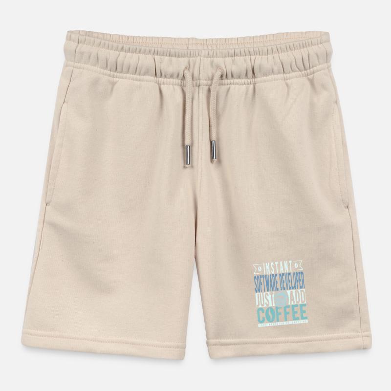 Software Developer Coffee Saying Kids Organic Sweat Shorts by Stanley/Stella