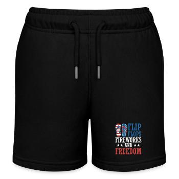 Flip Flops Feuerwerk Und Freiheit 4. Juli - Kinder Organic Joggingshorts Mini Bolter von Stanley/Stella - Schwarz - Vorne