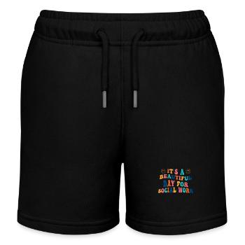 Social Work Social Work Saying - Kids Organic Sweat Shorts by Stanley/Stella - black - Front
