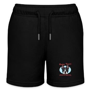 Boston Terrier Dogs Dog Owner Gift - Kids Organic Sweat Shorts by Stanley/Stella - black - Front