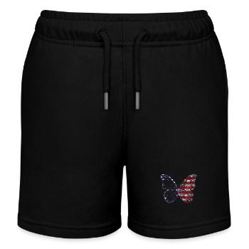 Papillon floral 4 juillet Jour de l’indépendance - Short de jogging enfant bio Stanley/Stella - noir - Devant