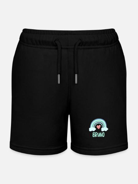 Bruno Name Regenbogen Baby - Kinder Organic Joggingshorts Mini Bolter von Stanley/Stella - Schwarz