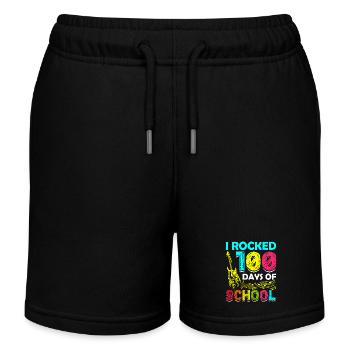 I Rocked 100 Days Of School Guitarist Guitar - Kids Organic Sweat Shorts by Stanley/Stella - black - Front