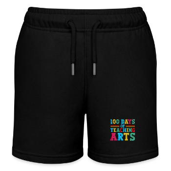 100 days of art lessons in the classroom - Kids Organic Sweat Shorts by Stanley/Stella - black - Front
