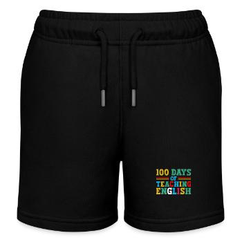 100 days of English lessons for school teachers - Kids Organic Sweat Shorts by Stanley/Stella - black - Front