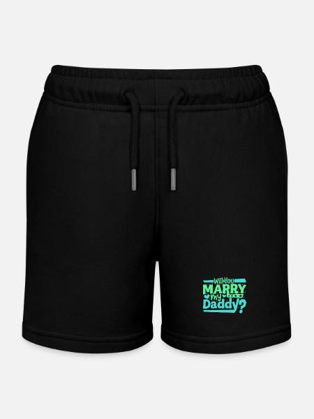 Willst du meinen Papi heiraten - Kinder Organic Joggingshorts Mini Bolter von Stanley/Stella - Schwarz