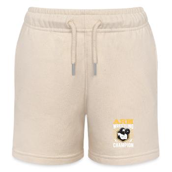 Arm Wrestling Champion - Kids Organic Sweat Shorts by Stanley/Stella - soft Ecru - Front