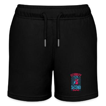 Flamingo at Aerial Silks - Kids Organic Sweat Shorts by Stanley/Stella - black - Front