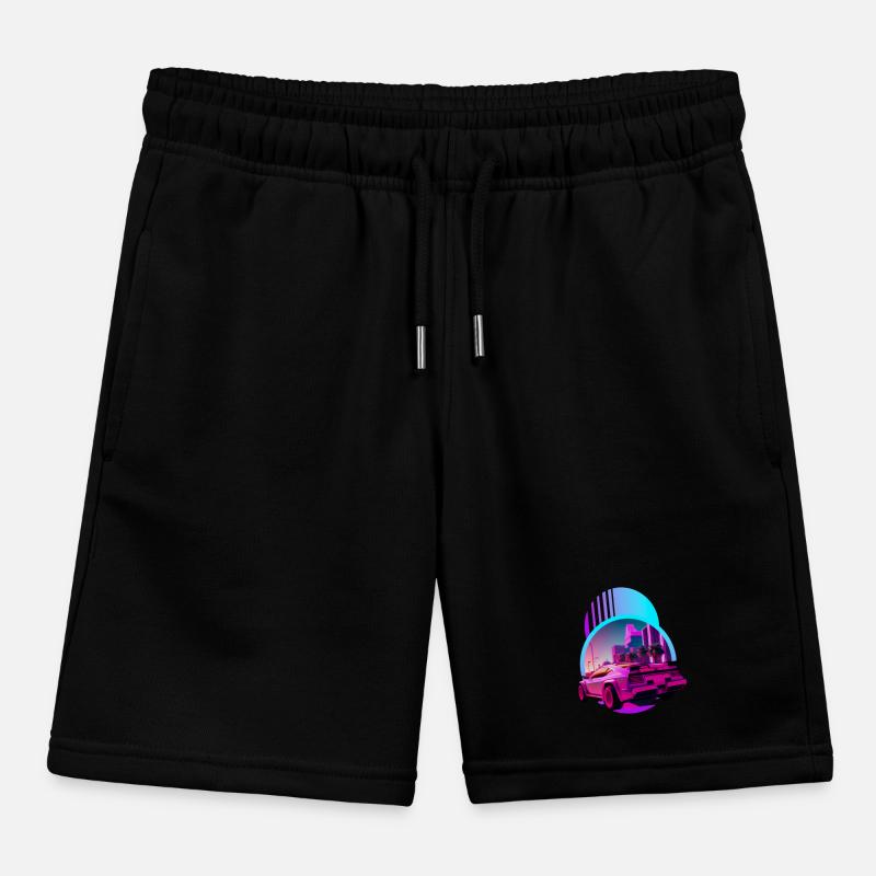 Retro Wave Supercar Vaporwave Kids Organic Sweat Shorts by Stanley/Stella