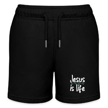 Jesus is life Bible lesson Christian - Kids Organic Sweat Shorts by Stanley/Stella - black - Front