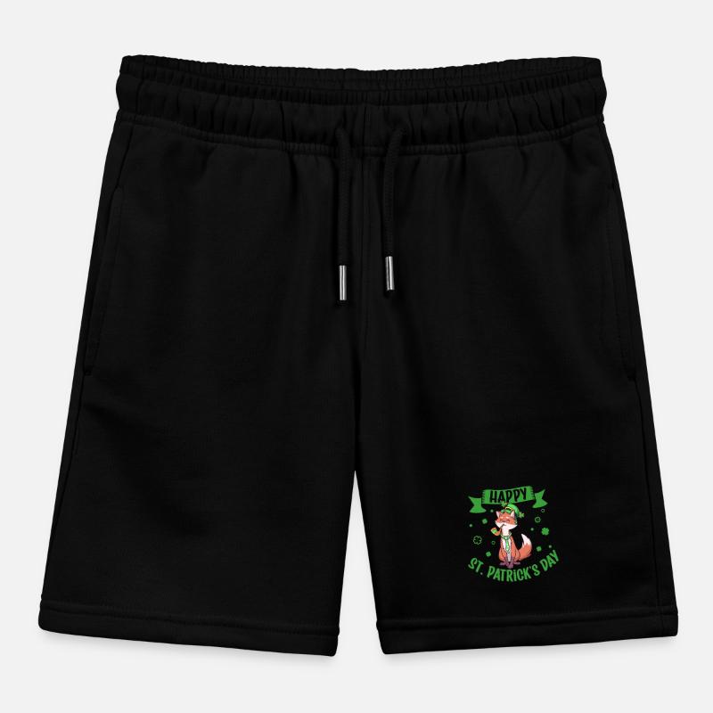 St Patrick's Fox - Happy St Patrick's Day Kids Organic Sweat Shorts by Stanley/Stella