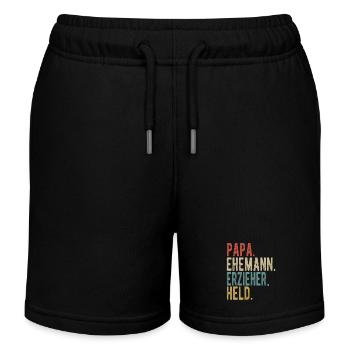 Erzieher Papa Ehemann Held - Kinder Organic Joggingshorts Mini Bolter von Stanley/Stella - Schwarz - Vorne