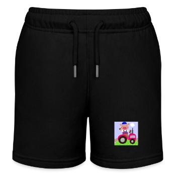 Joli cochon monté sur un tracteur - Short de jogging enfant bio Stanley/Stella - noir - Devant