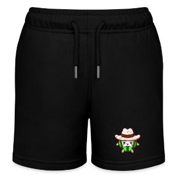 Mignon melon d’eau avec chapeau de cow-boy dans le style kawaii - Short de jogging enfant bio Stanley/Stella - noir - Devant