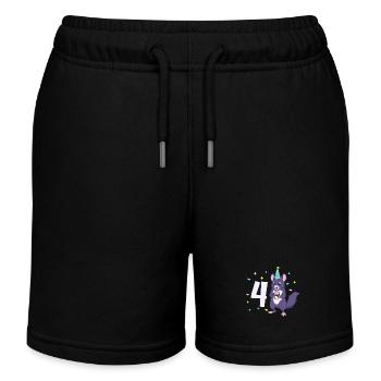 Mit Chinchilla - Kinder Geburtstag 4 Jahre - Kinder Organic Joggingshorts Mini Bolter von Stanley/Stella - Schwarz - Vorne