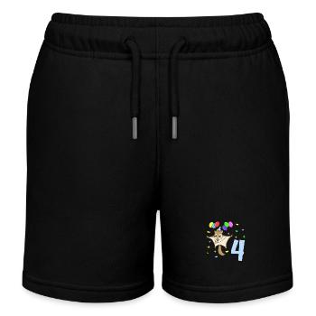 With flying squirrels - children's birthday 4 years - Kids Organic Sweat Shorts by Stanley/Stella - black - Front