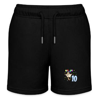 With flying squirrels - children's birthday 10 years - Kids Organic Sweat Shorts by Stanley/Stella - black - Front