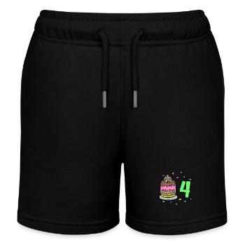 Mit Spinne - Kinder Geburtstag 4 Jahre - Kinder Organic Joggingshorts Mini Bolter von Stanley/Stella - Schwarz - Vorne