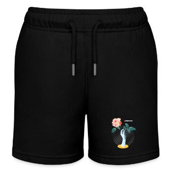 Unbroken Flower Aesthetic Art Graphic - Kids Organic Sweat Shorts by Stanley/Stella - black - Front