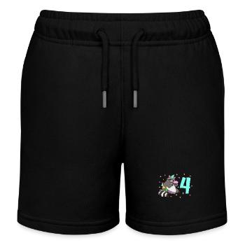 Mit Waschbär - Kinder Geburtstag 4 Jahre - Kinder Organic Joggingshorts Mini Bolter von Stanley/Stella - Schwarz - Vorne
