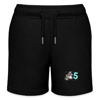 With raccoon - children's birthday 5 years - Kids Organic Sweat Shorts by Stanley/Stella - black - Front