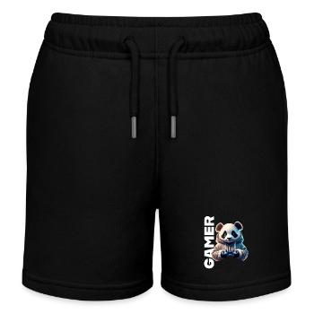 Lettrage de joueur avec panda cool - Short de jogging enfant bio Stanley/Stella - noir - Devant