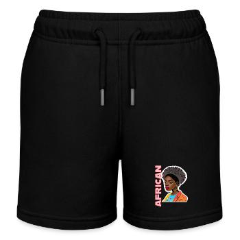 Black lady with African lettering - Kids Organic Sweat Shorts by Stanley/Stella - black - Front