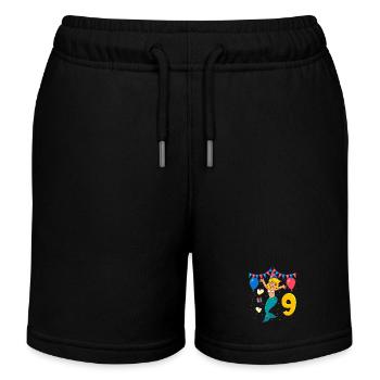 With Mermaid - Girl Birthday 9 Years - Kids Organic Sweat Shorts by Stanley/Stella - black - Front