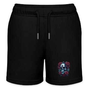 Totenkopf mit Rosen Blumen - Kinder Organic Joggingshorts Mini Bolter von Stanley/Stella - Schwarz - Vorne