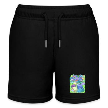 Camping in a tent campground - Kids Organic Sweat Shorts by Stanley/Stella - black - Front