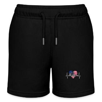 Boston Skyline Herzschlag USA Flagge Herz Liebe - Kinder Organic Joggingshorts Mini Bolter von Stanley/Stella - Schwarz - Vorne