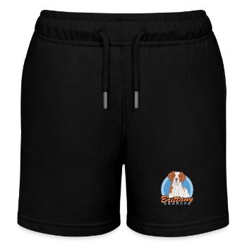 Brittany Grandpa Spaniel Breton Pointing Dog Gift - Kids Organic Sweat Shorts by Stanley/Stella - black - Front