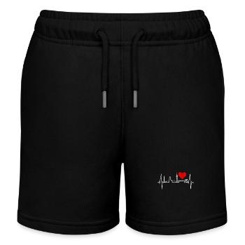 Duisburg Skyline Heartbeat Pulse Heart Ruhrpott Fan - Kids Organic Sweat Shorts by Stanley/Stella - black - Front