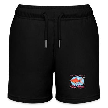Aquarium Fish Mom Aquarist Aquaristics Gift - Kids Organic Sweat Shorts by Stanley/Stella - black - Front