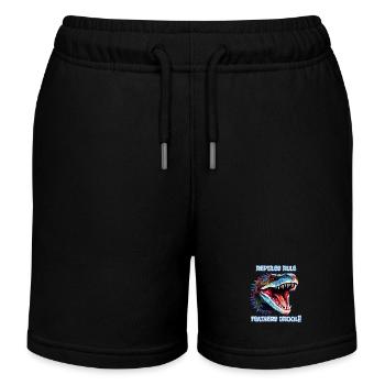Tête de reptile, Règle des reptiles, Bave de plumes - Short de jogging enfant bio Stanley/Stella - noir - Devant