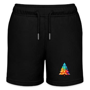 Magie polyvalente : Arbre de Noël polygonal coloré - Short de jogging enfant bio Stanley/Stella - noir - Devant