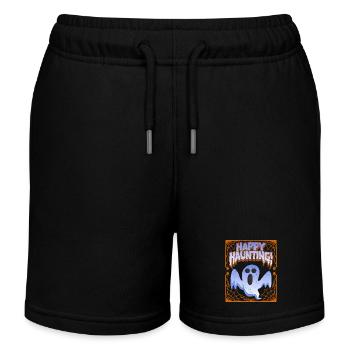 Funny Ghost, Saying with Cobwebs, Spider, Pun - Kids Organic Sweat Shorts by Stanley/Stella - black - Front