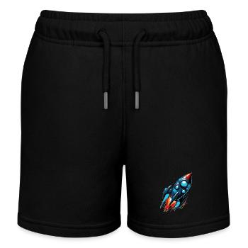 Raketenmann Raketenstart - Kinder Organic Joggingshorts Mini Bolter von Stanley/Stella - Schwarz - Vorne