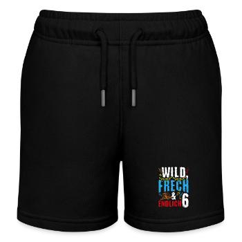 Kindergeburtstag T-Shirt Endlich Wild frech Feier - Kinder Organic Joggingshorts Mini Bolter von Stanley/Stella - Schwarz - Vorne