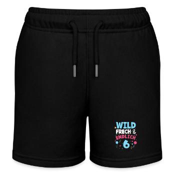 Kindergeburtstag T-Shirt Endlich Wild frech Feier - Kinder Organic Joggingshorts Mini Bolter von Stanley/Stella - Schwarz - Vorne