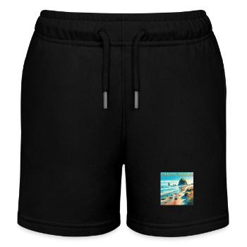 Cannon Beach Oregon Beach Vacation Design - Kids Organic Sweat Shorts by Stanley/Stella - black - Front
