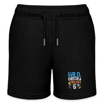 Kindergeburtstag T-Shirt Endlich Wild frech - Tshi - Kinder Organic Joggingshorts Mini Bolter von Stanley/Stella - Schwarz - Vorne