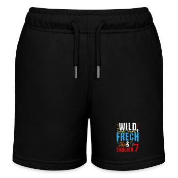 Kindergeburtstag T-Shirt Endlich Wild frech Feier - Kinder Organic Joggingshorts Mini Bolter von Stanley/Stella - Schwarz - Vorne