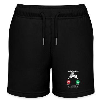 Mein Traktor Ruft An Und Ich Muss Gehen - Kinder Organic Joggingshorts Mini Bolter von Stanley/Stella - Schwarz - Vorne
